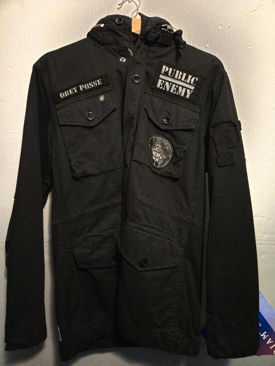Obey Other - 2008 OBEY POSSE X PUBLIC ENEMY BLACK MILITARY JACKET SZ MEDIUM HOLY GRAIL RARE!!